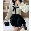 2025 Spring/Summer New Trendy Brand Dress Female Small Man Sweet Shirt A-Line High Waisted Skirt Two-Piece Set - 图片 3