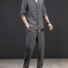 Men's summer cotton-linen outfit with ice silk short-sleeve T-shirt, casual sportswear, a stylish set - 图片 3