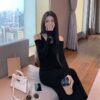 Long-sleeved knitted dress, light luxury, warm ins, French gentle wind, long skirt, thin bottom, purple hip skirt - 图片 2