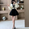 2025 Spring/Summer New Trendy Brand Dress Female Small Man Sweet Shirt A-Line High Waisted Skirt Two-Piece Set - 图片 4