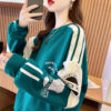 Contrasting sweatshirt womens loose student round neck letter long sleeves ins tide thin autumn top women's tide - 图片 8