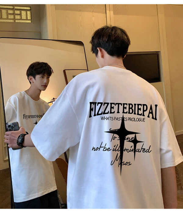 Design tops men's summer cotton 100% half sleeve loose large size 80-300 pound printed pullover short sleeves