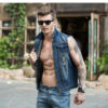 New sleeveless denim vest men's vest summer, spring and autumn tide slim hole shoulder Korean washed horse clip - 图片 4