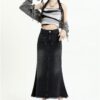 Mermaid skirt high waist thin word female 2025 new small black raw denim skirt ins tide - 图片 3