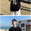 Men's summer cotton short-sleeved T-shirt is thick and opaque, loose and casual, versatile, comfortable, Korean trend, daily half-sleeved - 图片 8