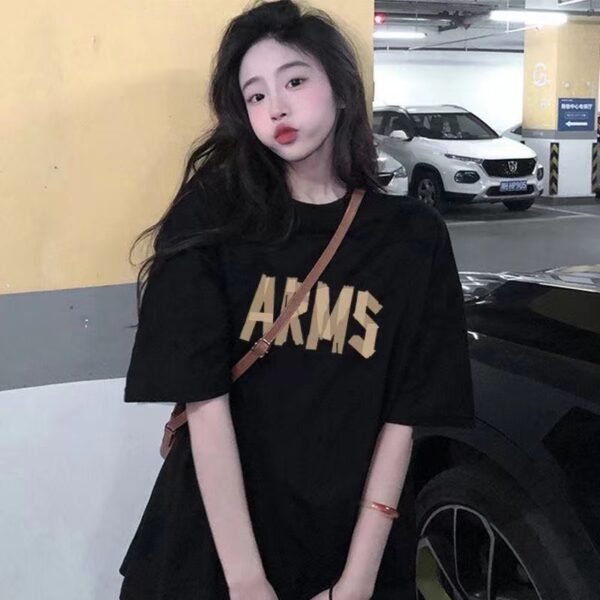 2025 heavy short sleeve t-shirt women's summer loose and thin versatile Hong Kong style ins tide brand 200g couple t-shirt tide