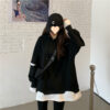Autumn new sweatshirt women's tide ins hooded student Korean version loose lazy style spliced jacket fake two-piece top - 图片 2