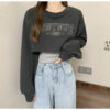 American retro short sweatshirt women's early fall thin design sense niche small man layered two-piece top ins - 图片 2